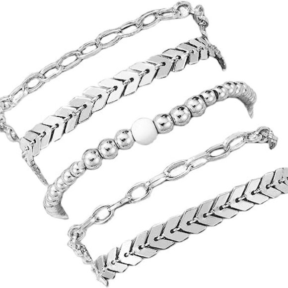 5-6PCS Dainty Gold Silver Chain Bracelets - Picture 3 of 3